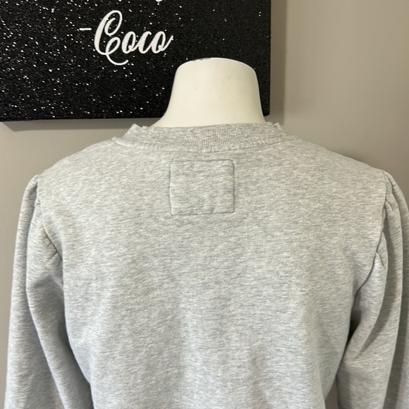 GREY STATE Brooke Puff Long Sleeve Sweatshirt Button Shoulders Size 2 Medium - Picture 9 of 16